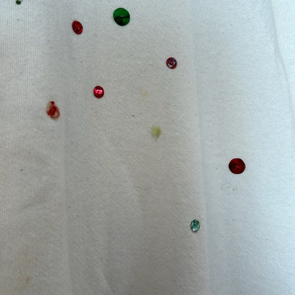 Unique Hand-Painted Vintage Ugly Christmas Sweater mistletoe sequence size Large - Picture 5 of 13